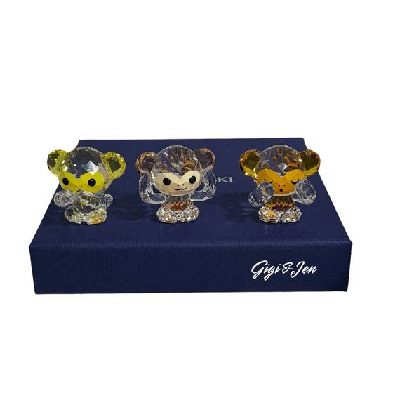 SWAROVSKI THREE WISE MONKEYS FIGURINE - Damage - Picture 1 of 11